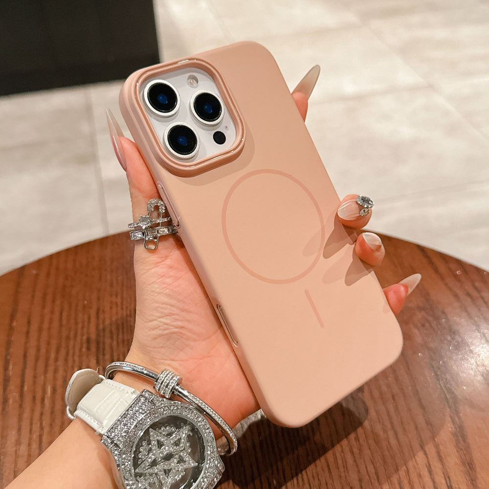 Suitable for apple 17promax soft pc color matching thin ring magnetic phone case iphone15 high-end protective cover
