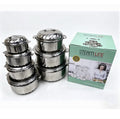 Stainless steel all-steel orchid pot diamond double-layer fresh-keeping pot 7-piece thickened suit large-capacity fresh-keeping box tableware