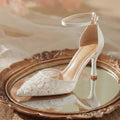 2026 new summer mesh bridal shoes women's wedding shoes one-strap high heel sandals
