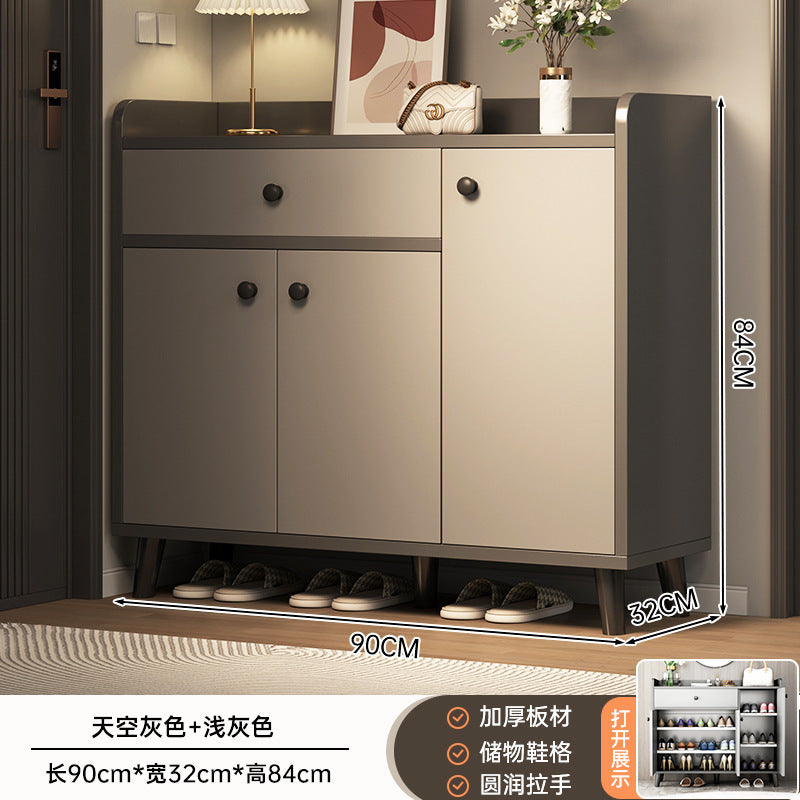 Shoe cabinet household door storage cabinet integrated against the wall simple door porch cabinet locker solid wood legs home shoe rack