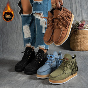Plus size tassel boots for women -  autumn/winter european and american new style western cowboy ankle boots - in stock & wholesale