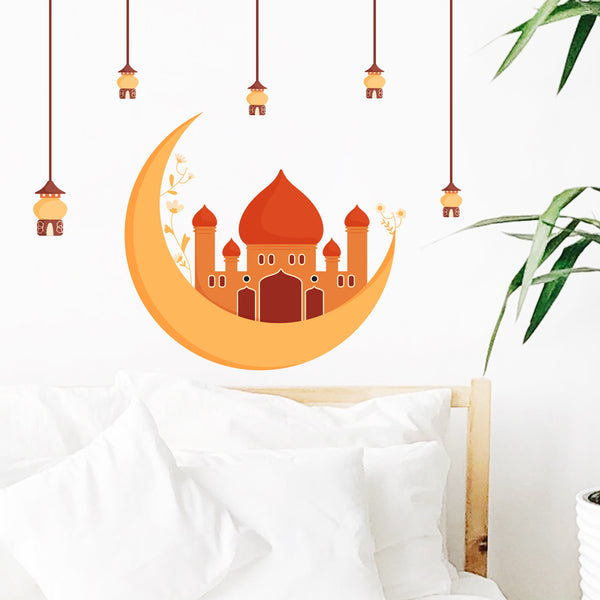 Cross-border 's new creative moon castle home beauty glass smooth wall decoration self-adhesive sticker