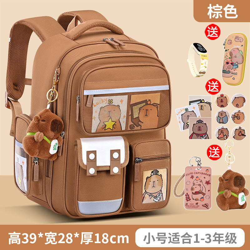 Capybara backpack - perfect for elementary school students (grades 1-6), boys and girls. spine-protecting, lightweight, and extra-sized