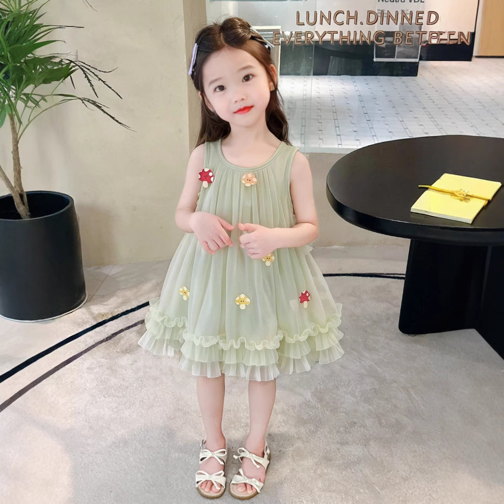 Summer dress girls sleeveless vest cartoon fairy baby fashionable sweet princess dress girls dress