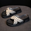 Polka dot sandals women's ins trend 2023 summer korean style fashionable outdoor wear thick sole crossover beach slippers non-slip
