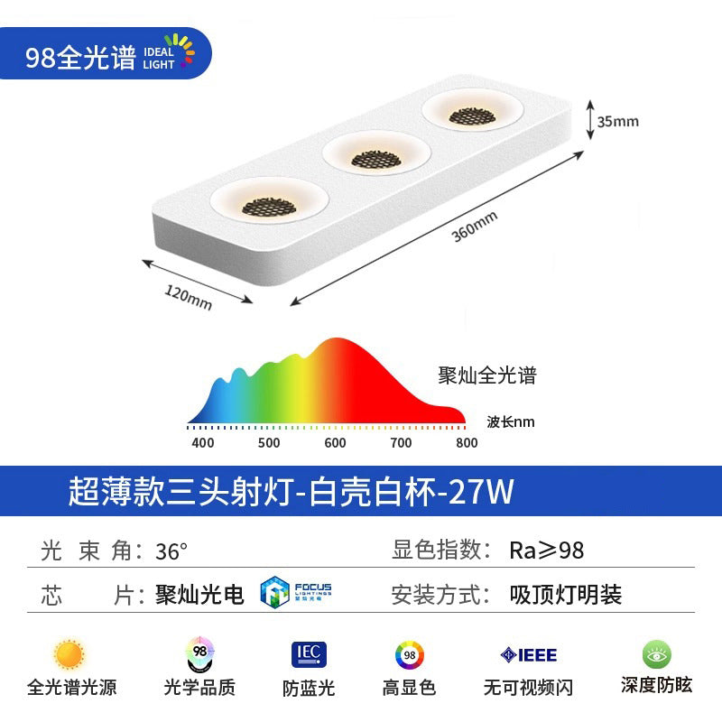 Ultra-thin surface-mounted single-head, double-head, three-head, no ceiling, no main light, casual living room, bedroom, ceiling-mounted anti-glare downlight