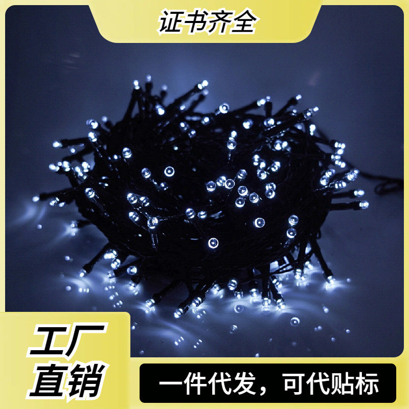 Cross-border new 220V dark green line led light string Gypsy lights Christmas lights string lights Festival decorative lights flashing lights