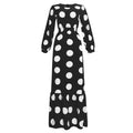 Fashionable chiffon long-sleeve polka dot tiered dress - plus size african women's clothing - perfect for , , and european & american markets