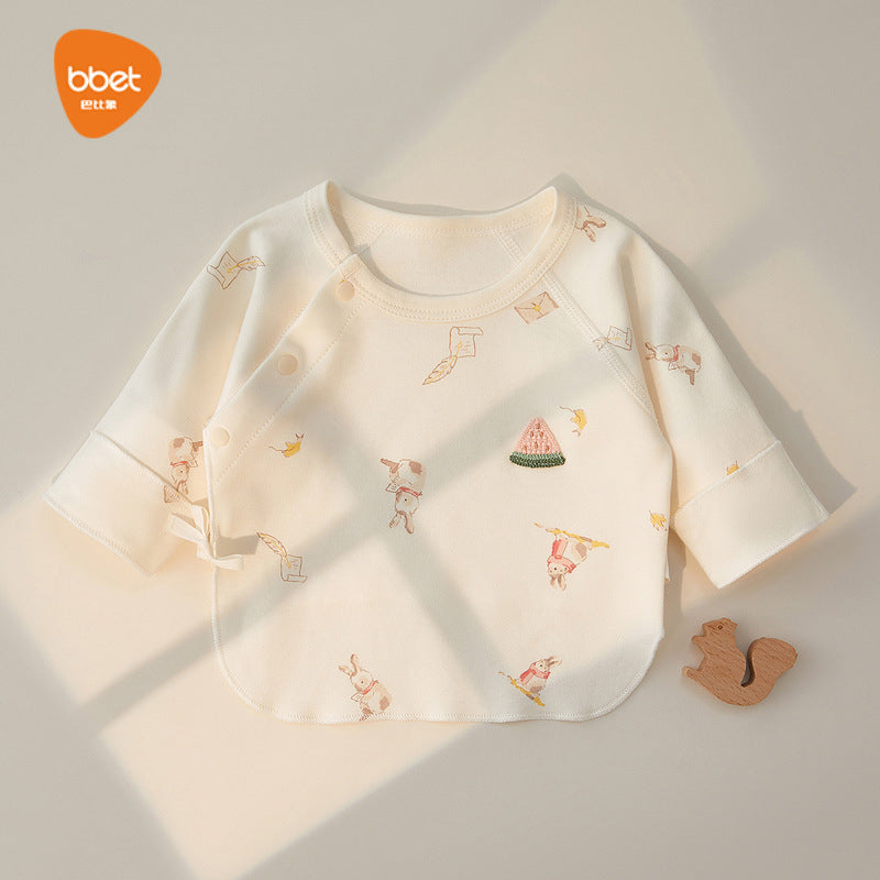 Babibele newborn baby clothes spring autumn winter baby newborn half-back romper pure cotton long sleeve monk suit top
