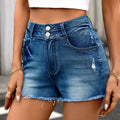 foreign trade new arrival   fashiontrendy ripped stretch denim shorts washed hot pants street