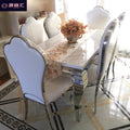 Luxury marble dining table - rectangular, postmodern design, space-saving, stainless steel titanium gold finish, perfect for small apartments