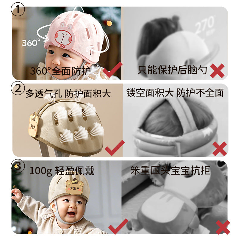 Kids' cartoon anti-collision helmet, baby anti-fall cap, head protection helmet, toddler anti-collision helmet, first walker anti-fall cap