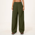 Factory direct: women's loose wide-leg pants with double-panel waistband, breathable & quick-drying, high-waisted tummy control workout leggings - style 9599