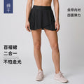 High-waisted pleated skort with pockets - anti-exposure lining - tennis skirt, fitness yoga skirt - dk382