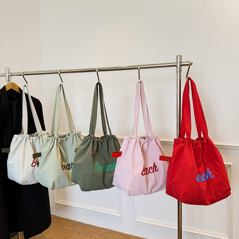 2026 spring korean style cute shoulder bag women's letter print canvas tote bag large capacity trendy casual