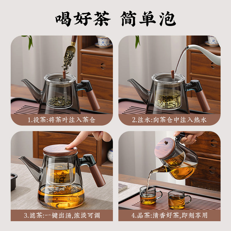 Long mouth elegant cup tea water separation tea cup glass liner teapot tea setfor home filter tea maker tea pot