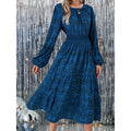 Shipped: european and american export women's clothing -  cross-border fashion geometric print casual long sleeve dress