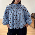 summer new women's clothing - cross-border  us & europe - fashion polka dot loose backless blouse top