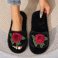 Fall and winterplus size chinese style embroider home indoor non-slip floor stuffed confinement shoes women's one-line cotton slippers