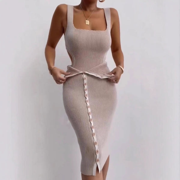 European and American women's clothing   new hollow lace-up onesie, sexy button split hip skirt set