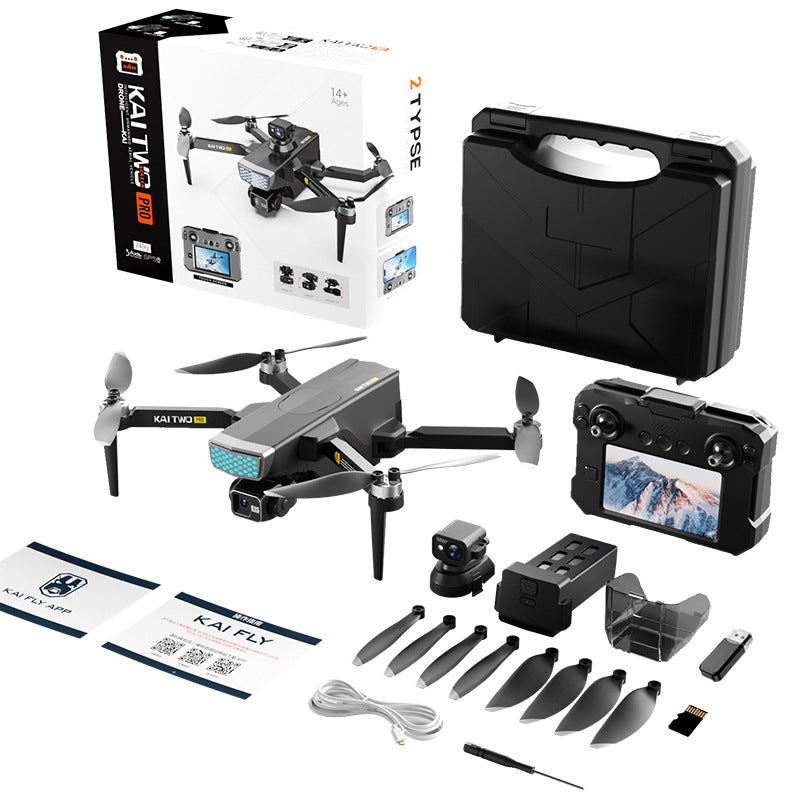 Kai2 drone three-axis gimbal hd aerial photography 5.6inch touch screen remote control gps automatic return remote control aircraft