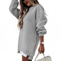 independent station  hot seller: autumn/winter fashion patchwork side-zip pullover sweatshirt for women