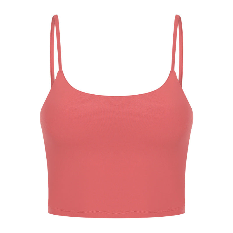 New women's sports yoga tank top with built-in bra pads, sexy spaghetti strap racerback fitness top, yoga camisole c5238