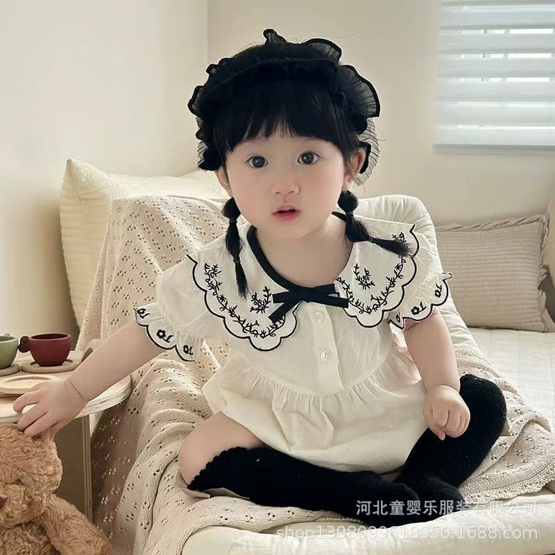 Summer lightweight bodysuit baby clothes super cute romper newborn onesie full month celebration 100-day banquet summer outfit