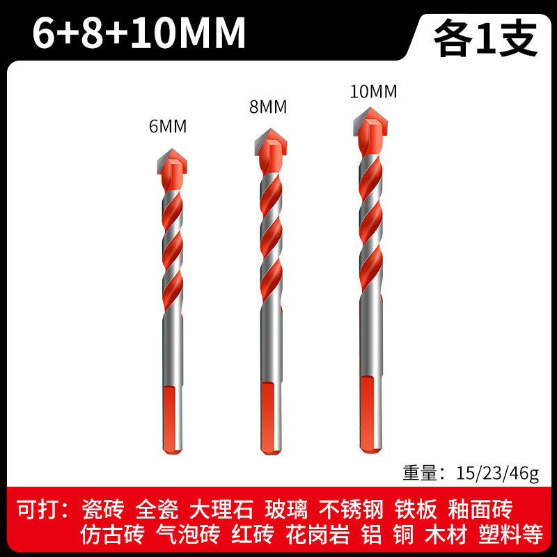Tile drill bit concrete drilling hole opening overlord drill alloy triangle drill 6mm glass cement large full electric hand drill