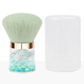 Transparent crystal mountain - hot stamping + green color film + bubble beads - mushroom head light green hair loose powder brush + round transparent pp box packaging