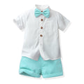 Korean style kids' summer outfit set - baby boy short-sleeve shirt & overalls two-piece set - first birthday party dress - boys' shirt