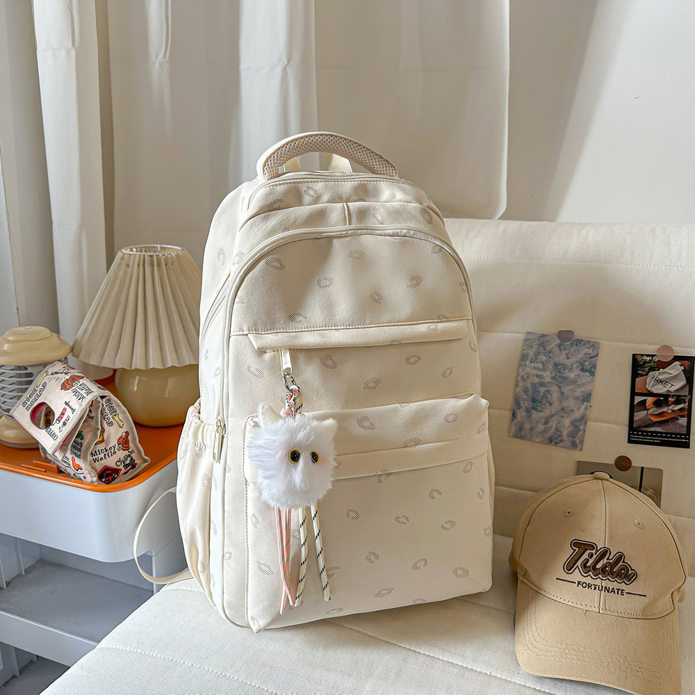 New arrival fresh school bag easiest for match college student junior high school girl polka dot floral large capacity cute lightweight backpack