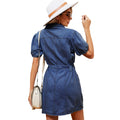 Wishfashion cross-border foreign trade independent station new arrival  washed belt style denim dress mid-length skirt for women