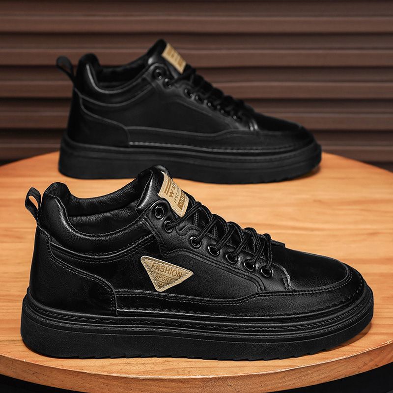 2025winternew arrivalhigh-top bootsmentrendyeasiest for matchthick solecasual leather shoesworkwear sneakerstrendy shoes for men