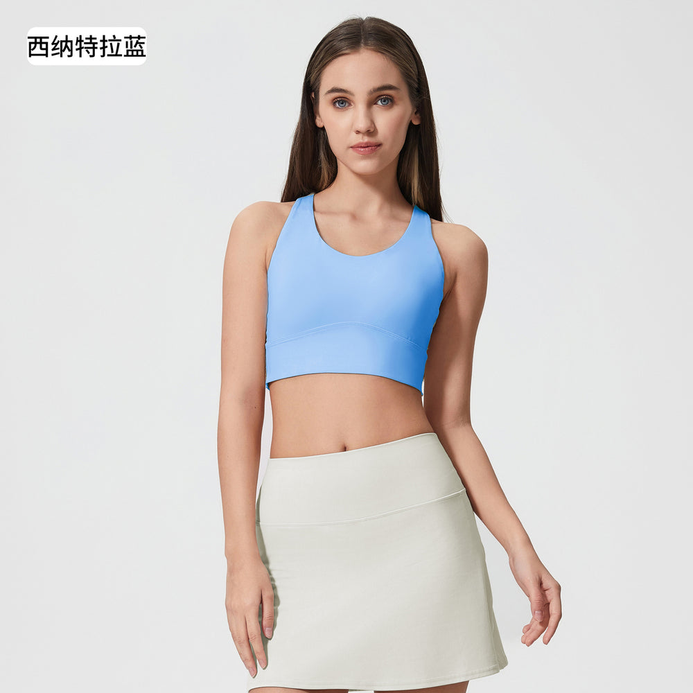 I-shaped cut out beautiful back yoga bra high-strength bubble wrap nude comfortable fitness sports intimates women d25068