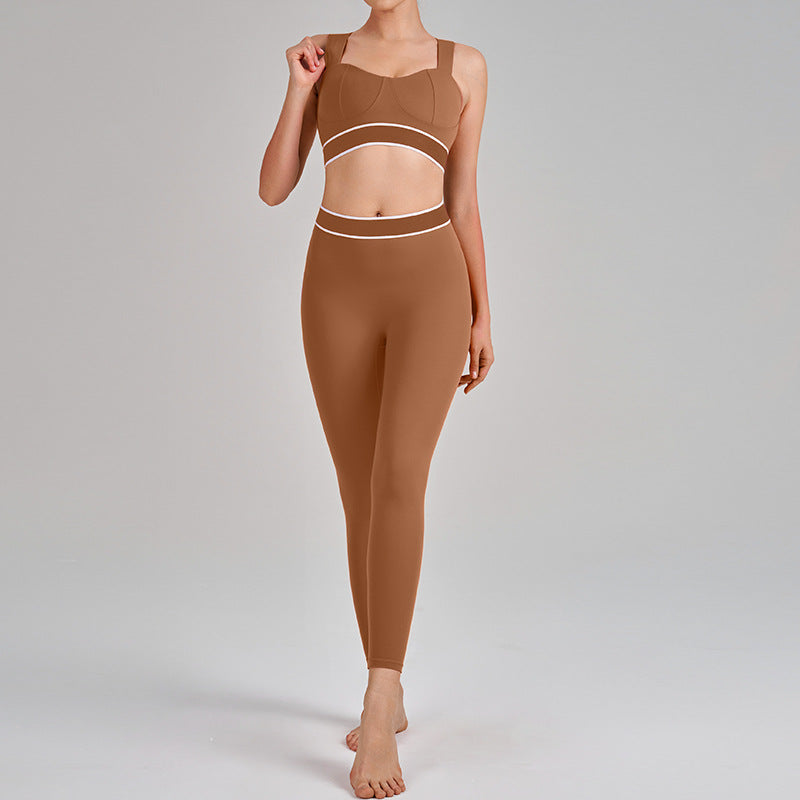 new arrival yoga clothes high waist hip lift tummy control slimming look sling beautiful back running sports intimates bra suit for women