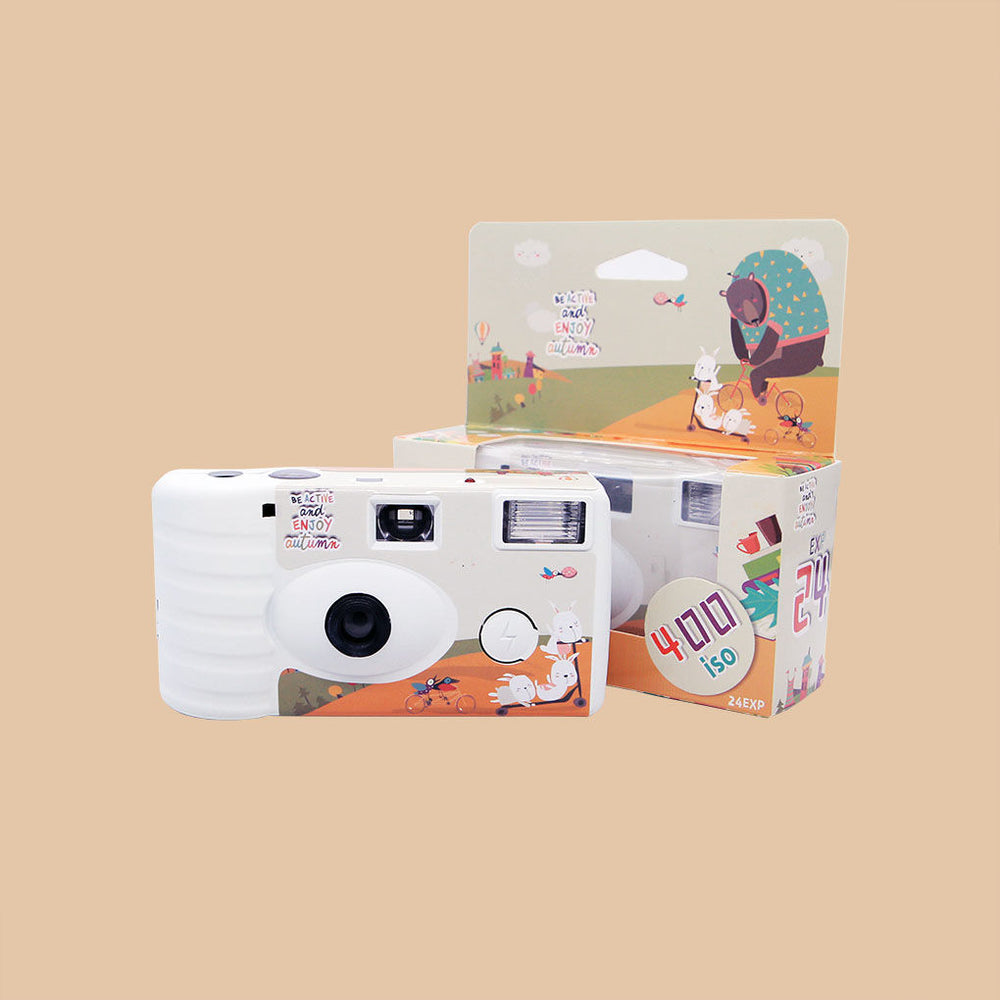 Ros disposable camera - point and shoot, color & b&w, retro film, flash, 24 shots, color film