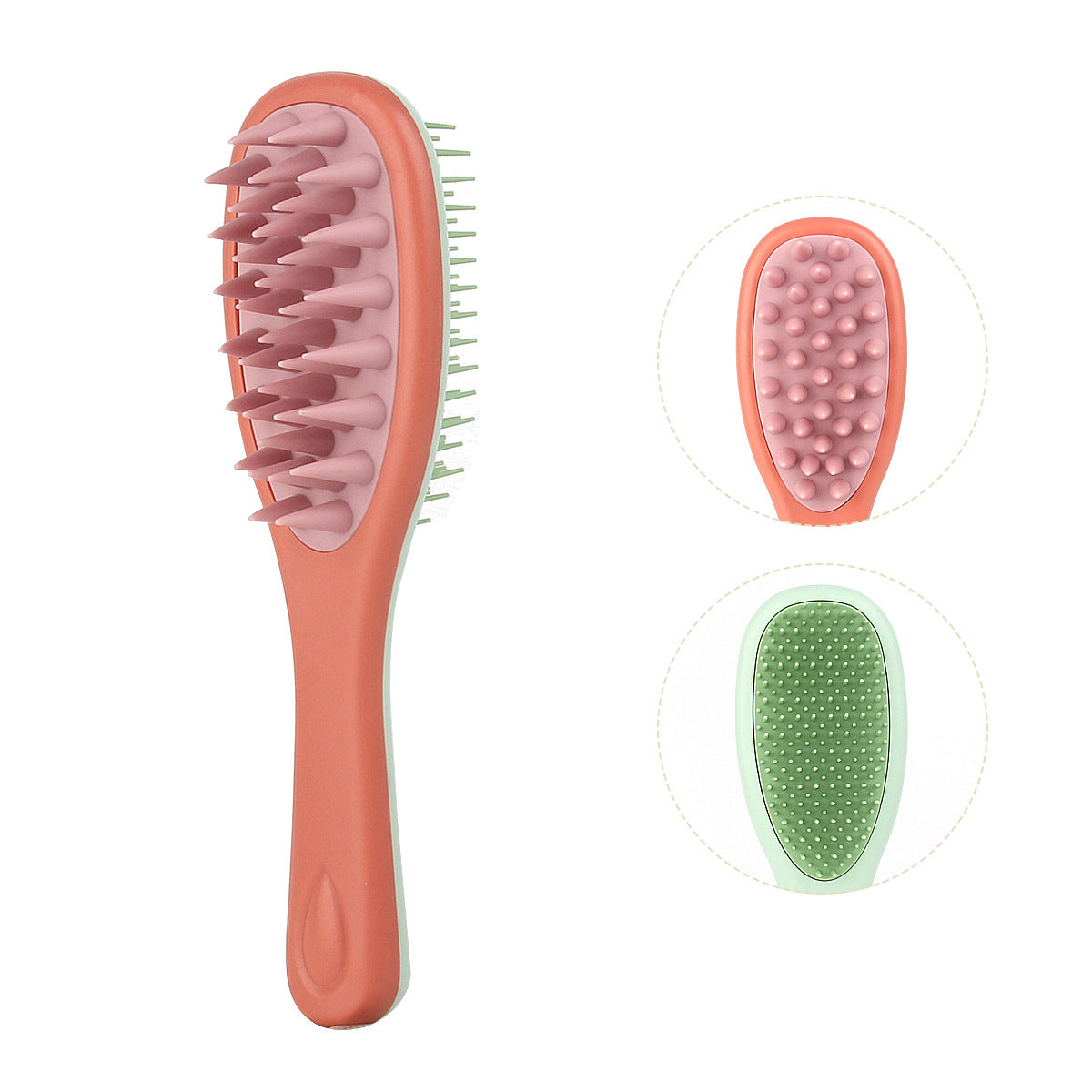 Cross-border long handle double tooth shampoo brush silicone handle shampoo comb rubbing bath massage shampoo comb scalp cleaning