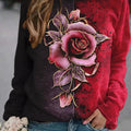 2026 amazon wish european and american cross-border round neck long sleeve floral print color block sweatshirt top - women's in-stock