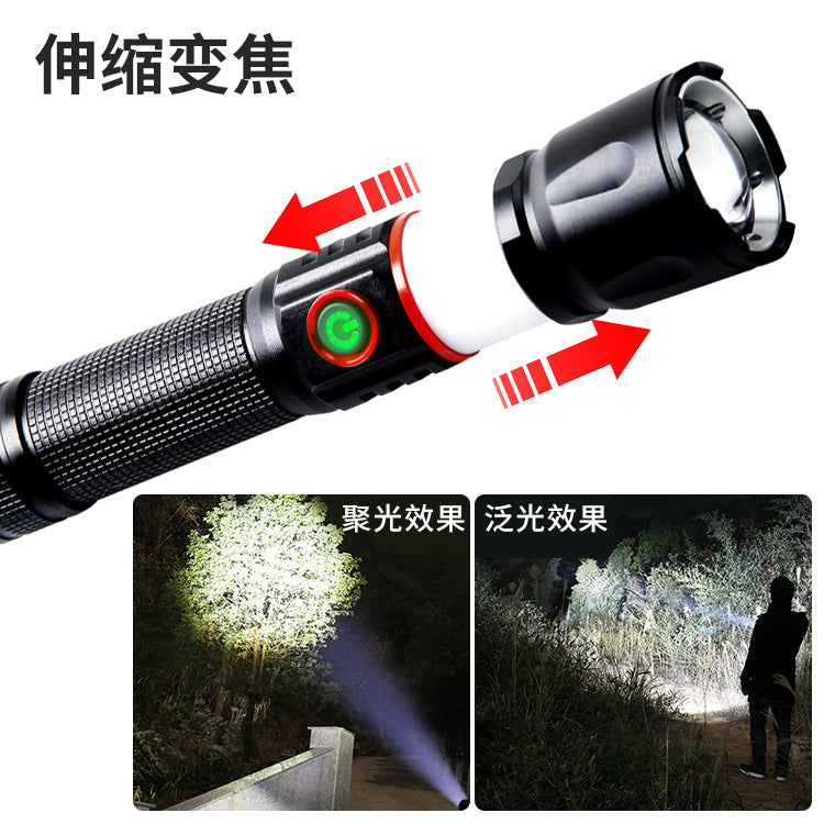 Cross-border new strong light Type-c port charging magnetic suction display camping light output telescopic variable XHP50 flashlight