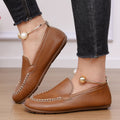 women's plus size round toe loafers - leather slip-ons, versatile casual moccasins