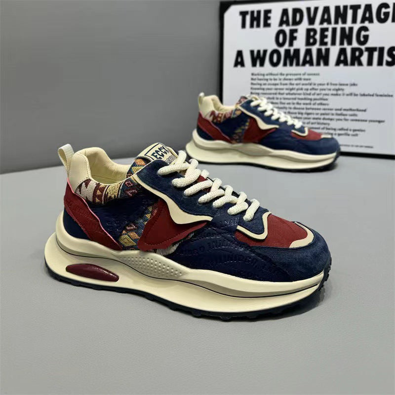 Men's spring 2026 new trendy versatile casual sports running shoes - hot selling fashion chunky platform color block dad shoes