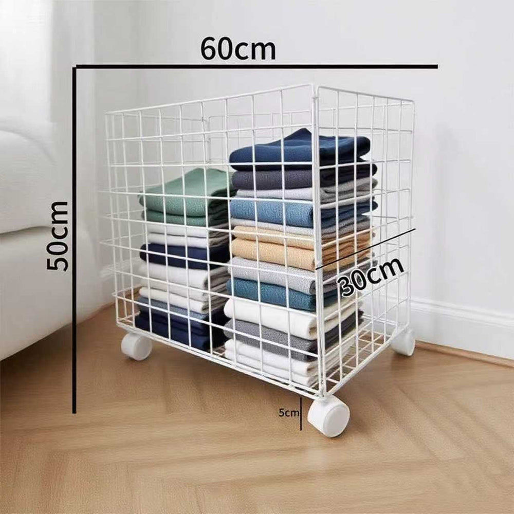 Wrought iron mesh storage basket - portable laundry hamper, organizer, shelf, fruit basket, basketball, yoga mat, and toy storage bin