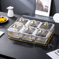 [with lid] 6-compartment fruit plate transparent + iron frame thickened plastic