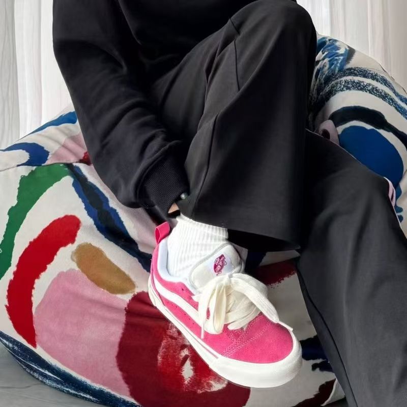 2025 Spring/Summer Scotland Striped Black Chubby Bread Shoes Low Heel Retro Versatile Ethnic Style Casual Board Shoes