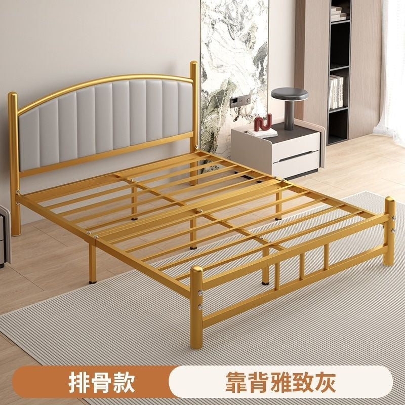 Wrought iron bed sheets double bed 1.2m thickened b&b iron frame bed apartment 1.8 modern casualfor home soft bed