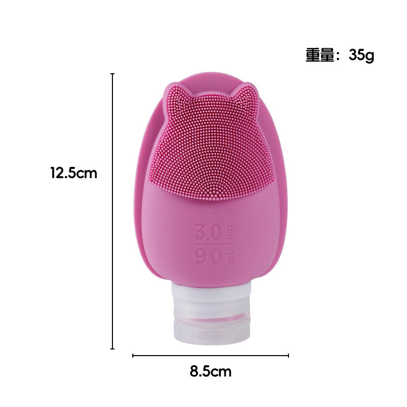 Silicone travel bottle set - shampoo, body wash, cosmetic lotion - travel size squeeze & pump dispenser toiletry bag