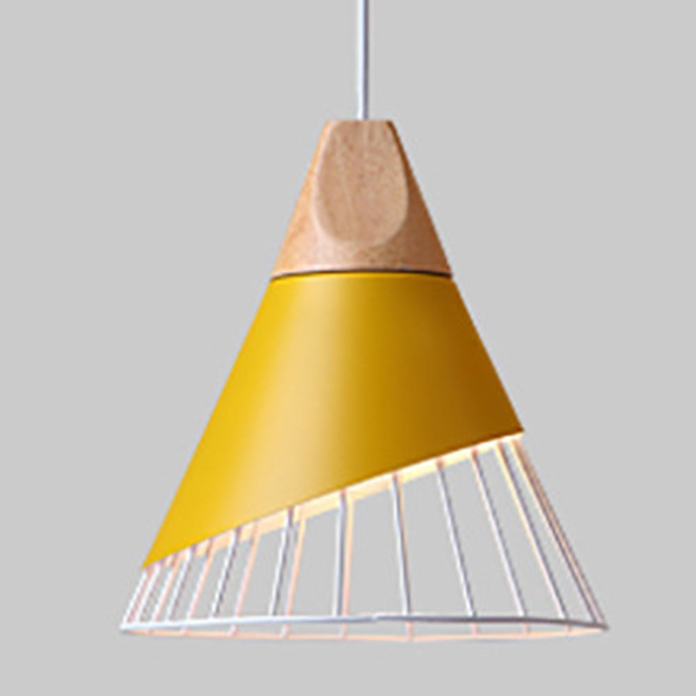 Creative home lighting Nordic modern simple dining room living room bedroom study wood cone horn wrought iron chandelier