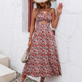 Pre-sale 72396#  cross-border women's fashion european and american ins elegantsweet small floral sexy suspender dress