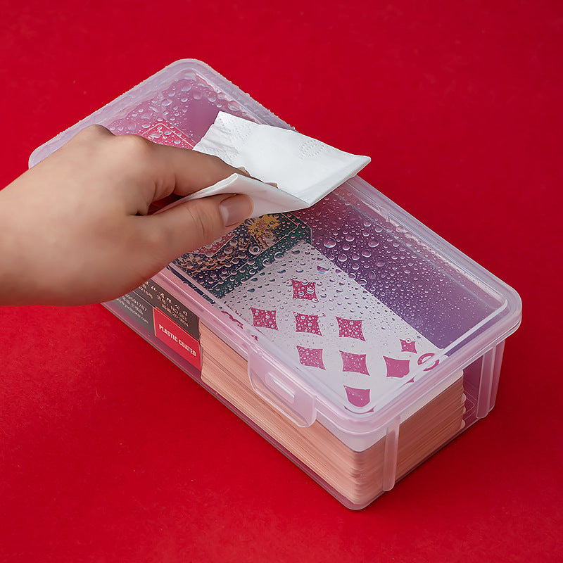 Board game card storage box, transparent plastic playing card storage box with lid, dust-proof small object storage and finishing box